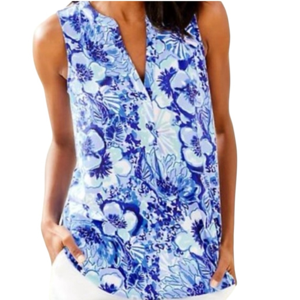 Lilly Pulitzer Women’s Sz XS Raisa Top Catch & Keep Sleeveless